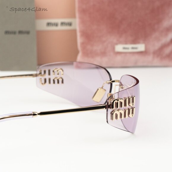 Miu Miu Women Sunglasses Gold Pink Rectangle Rimless MUA51S ZVN90O NEW AUTHENTIC main image 10